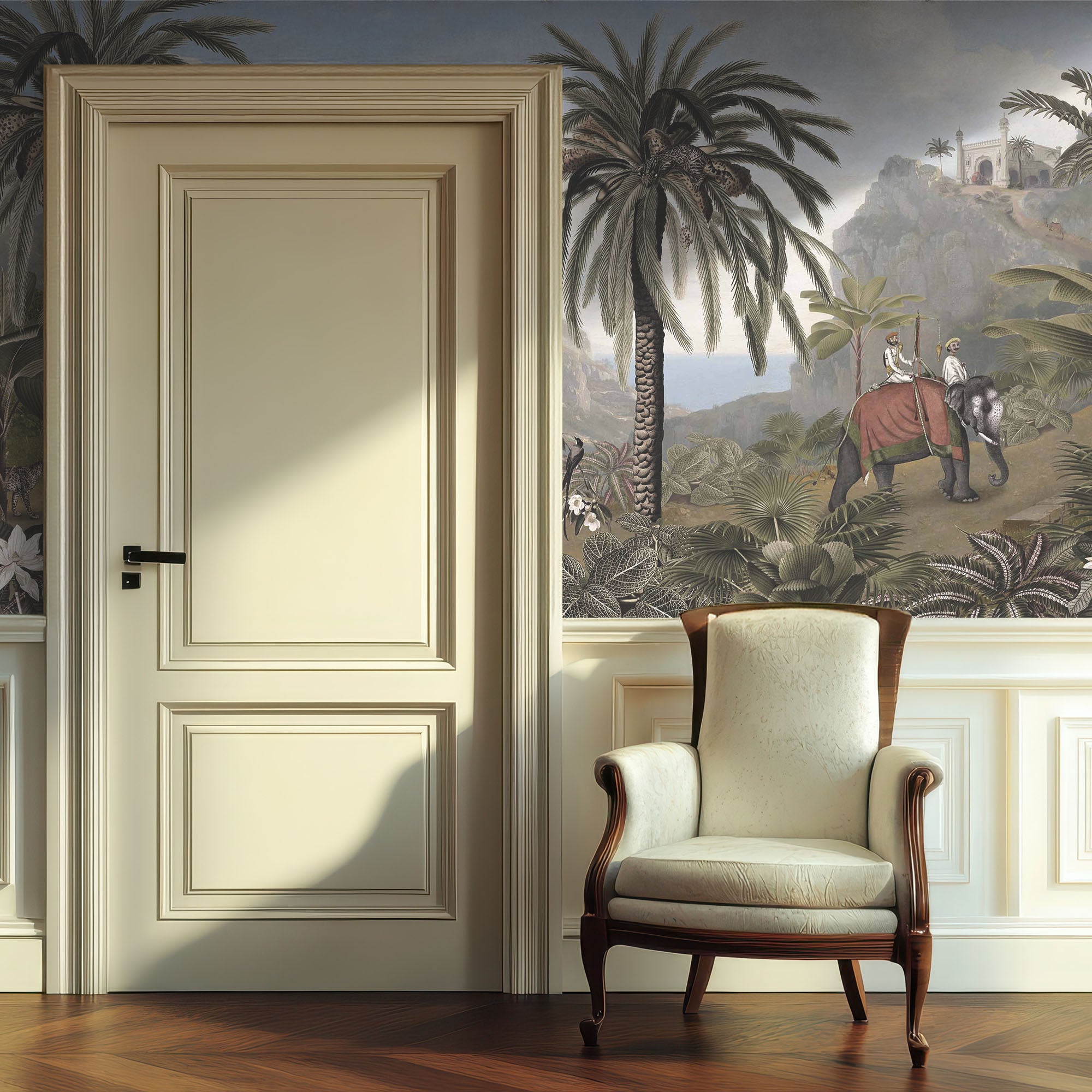 Wall Mural - Tropical Elephant Scene - Traditional Wallpaper (Paste-the-wall) - Made to Measure