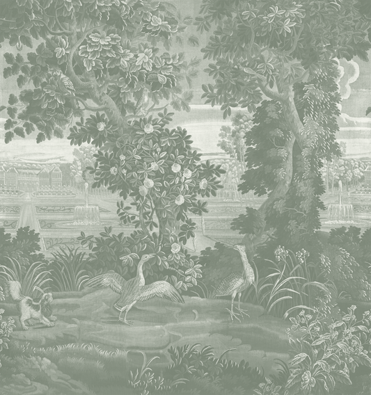 Ethel - Soft Green Vintage Jungle Tapestry Mural Wallpaper Mural