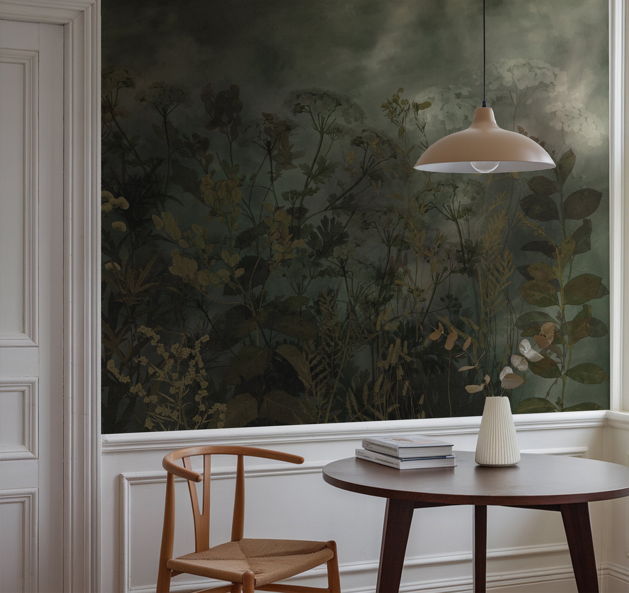 Wall Mural - Dark Moody Wildflower - Traditional Wallpaper (Paste-the-wall) - Made to Measure