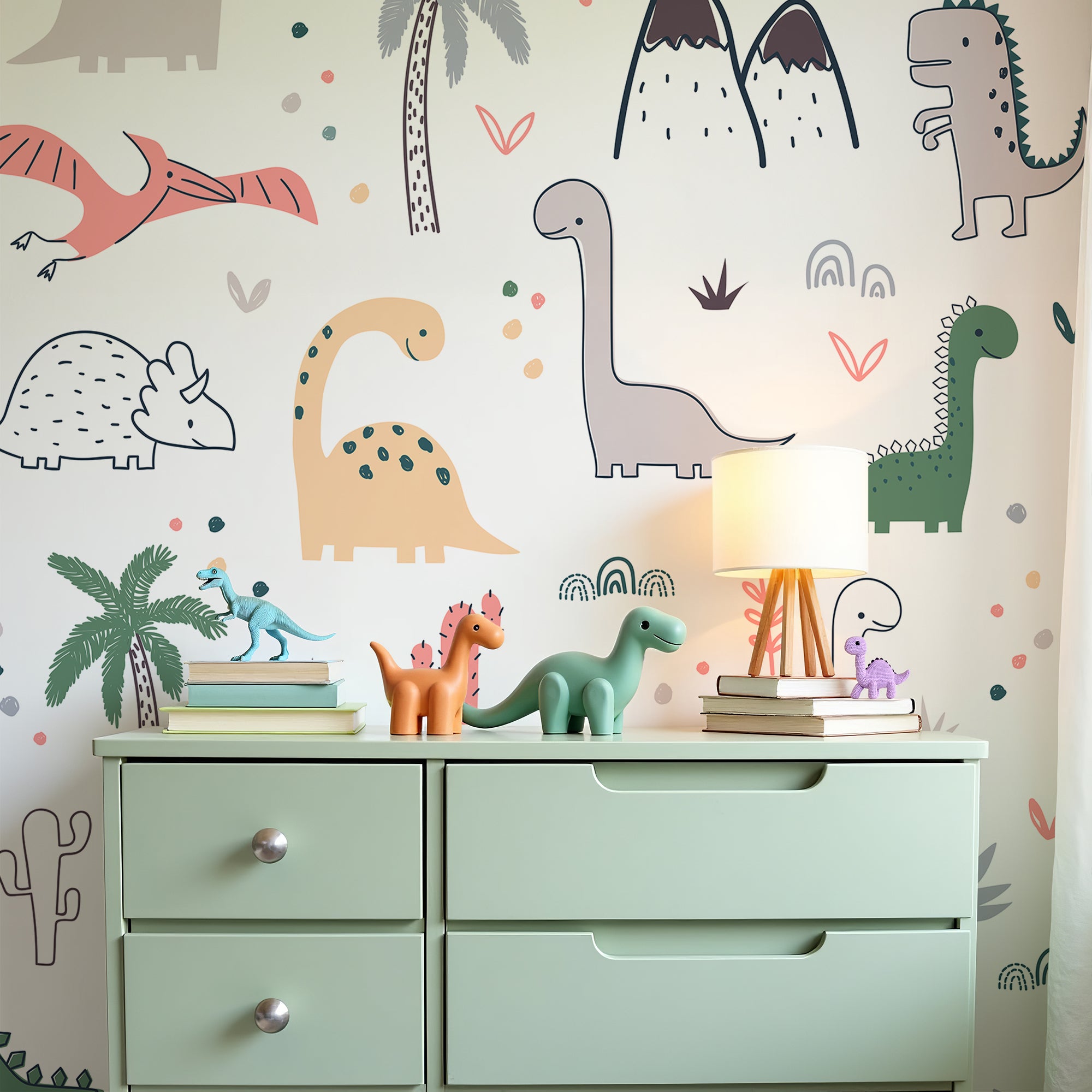Wall Mural - Children's Dinosaur - Traditional Wallpaper (Paste-the-wall) - Made to Measure