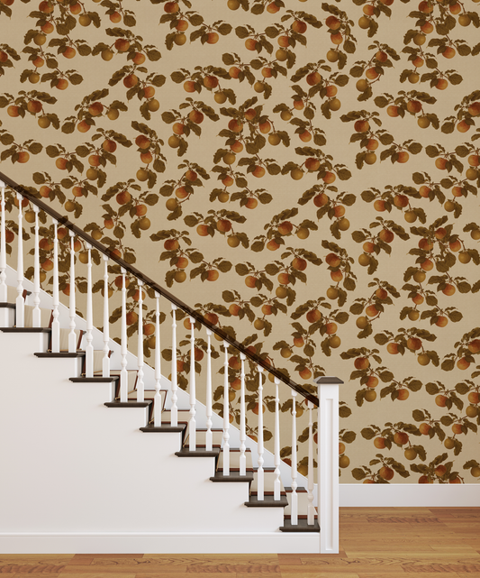 Cézanne - Vintage Apple Tree Branch Painting Pattern Wallpaper Mural