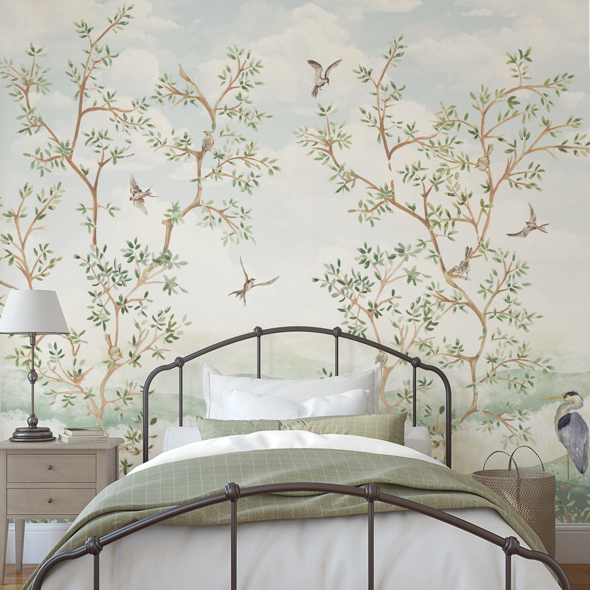 Wall Mural - Chinoiserie Trees - Traditional Wallpaper (Paste-the-wall) - Made to Measure