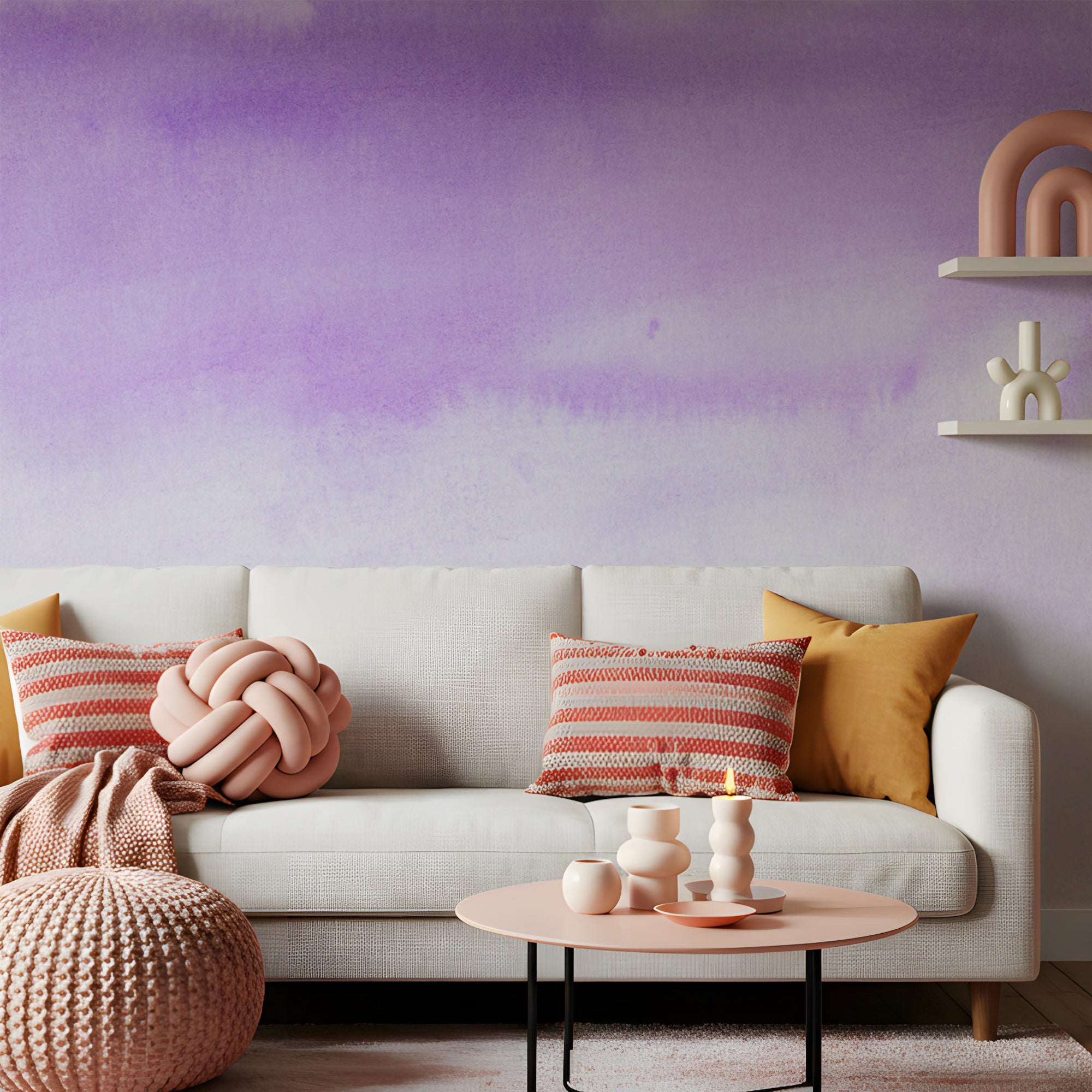Wall Mural - Purple Brush Ombré - Traditional Wallpaper (Paste-the-wall) - Made to Measure