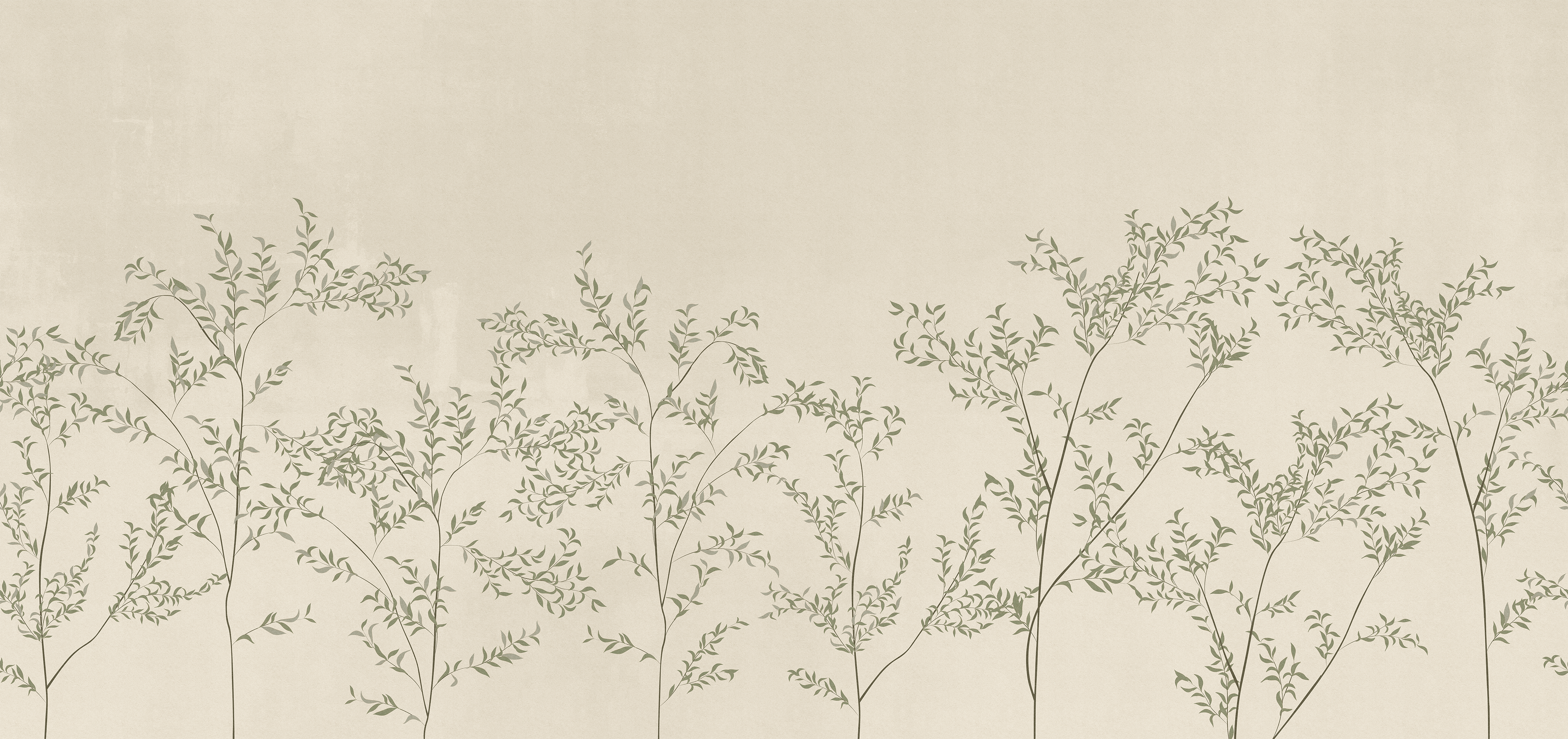 Decorative pattern of thin branches on a beige background