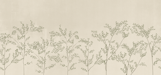 Decorative pattern of thin branches on a beige background