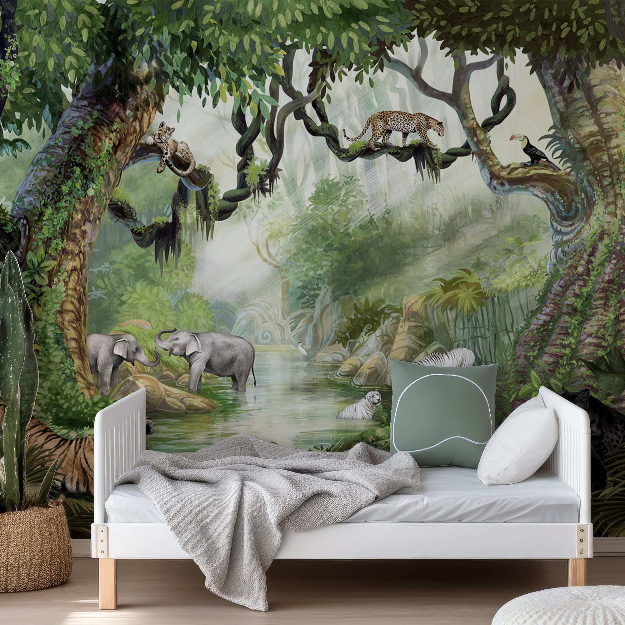 Wall Mural - Wild Cats In The Jungle - Removable Vinyl (Peel & Stick) - Made to Measure