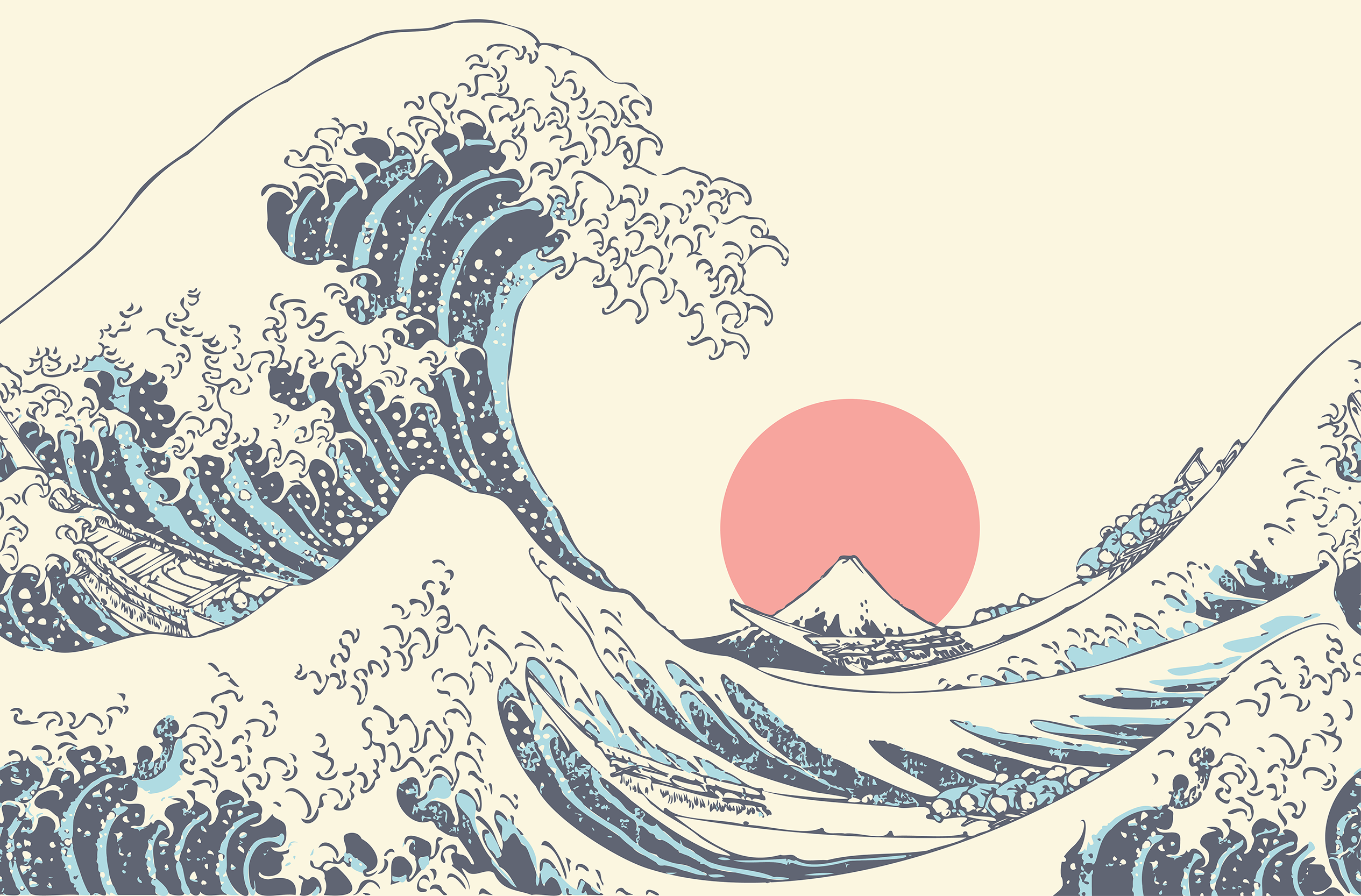Kanagawa Great Wave Japanese Inspired Wallpaper Mural Full Artwork