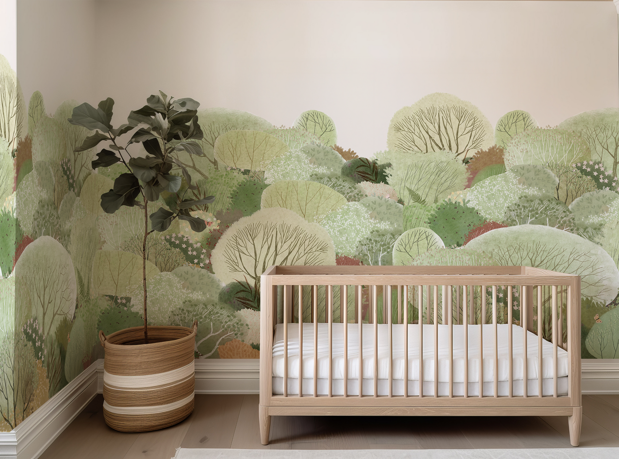 Wall Mural - Watercolor Forest - Traditional Wallpaper (Paste-the-wall) - Made to Measure