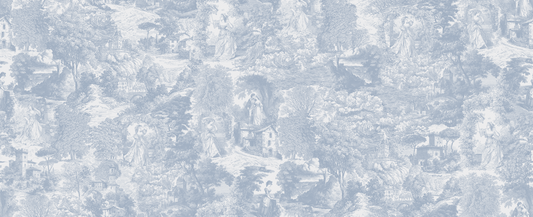 Kitty Wallpaper blue and white toile pattern