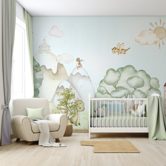 Lancelot In Nursery With White Cot And Large Cream Chair With Blue Cushions And Blue Bedding