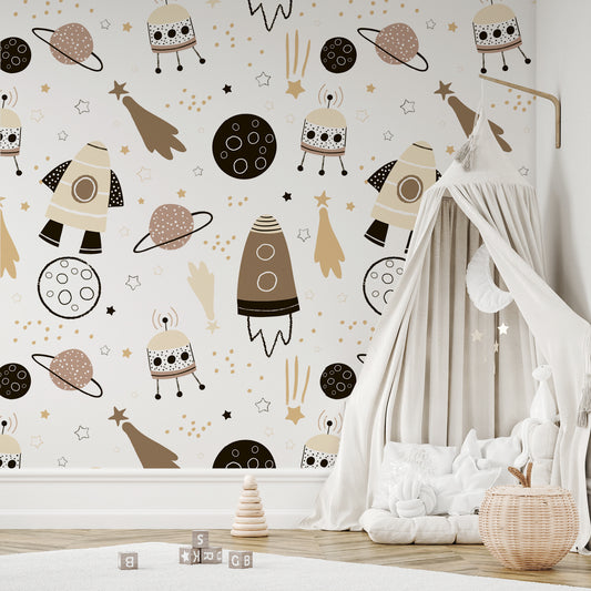 Cosmic Space Bedroom Wallpaper Ideas for Kids