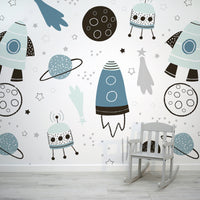 Leo Spaced Themed Wallpaper In Room With Chair