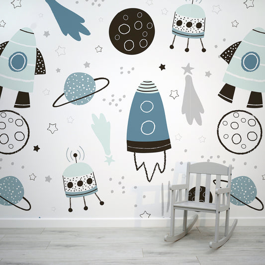 Diseños de papel tapiz y mural de espacio y galaxia