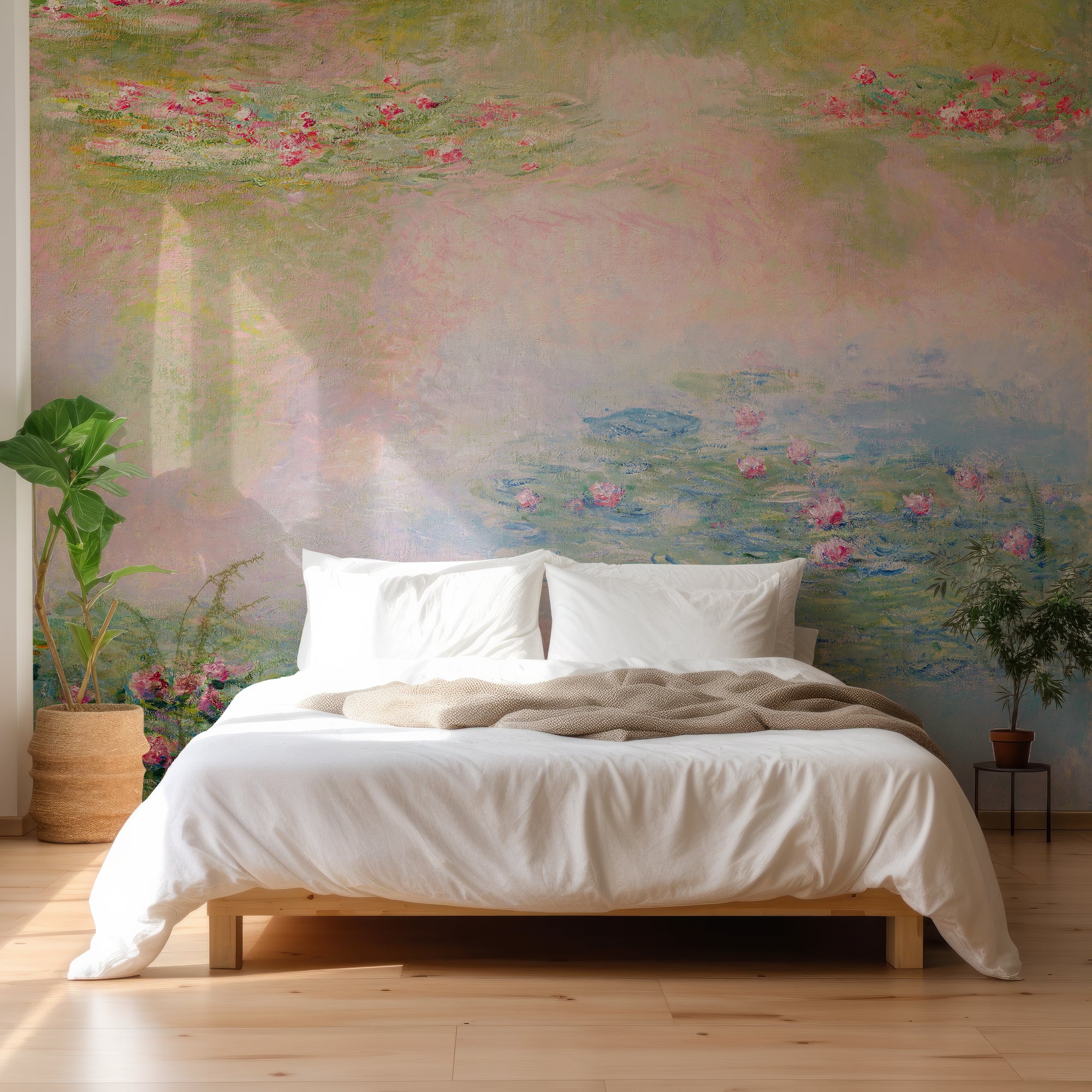 Wall Mural - Vintage Lily Pond Oil Painting - Traditional Wallpaper (Paste-the-wall) - Made to Measure