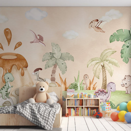 Littlefoot In Child's Bedroom With Wooden Bed, Big Teddy Bear And Bookshelf With Balloons