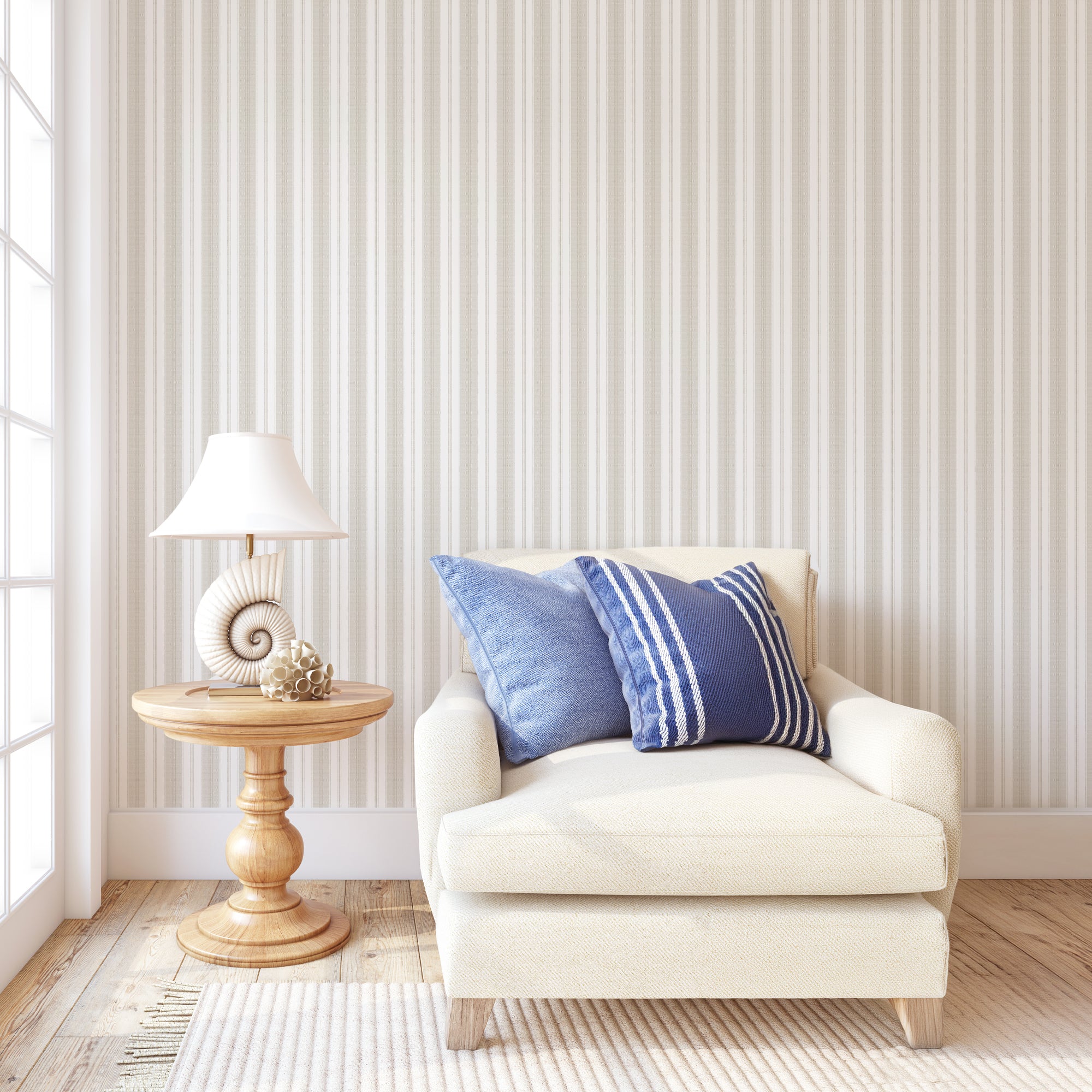 Wall Mural - New England Green Stripe Wallpaper - Removable Wallpaper (Peel & Stick) - Made to Measure