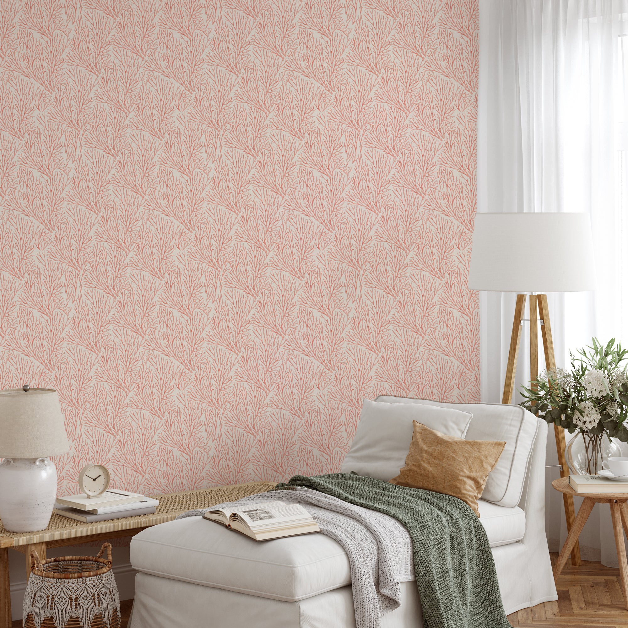 Wall Mural - Coastal Coral - Traditional Wallpaper (Paste-the-wall) - Made to Measure