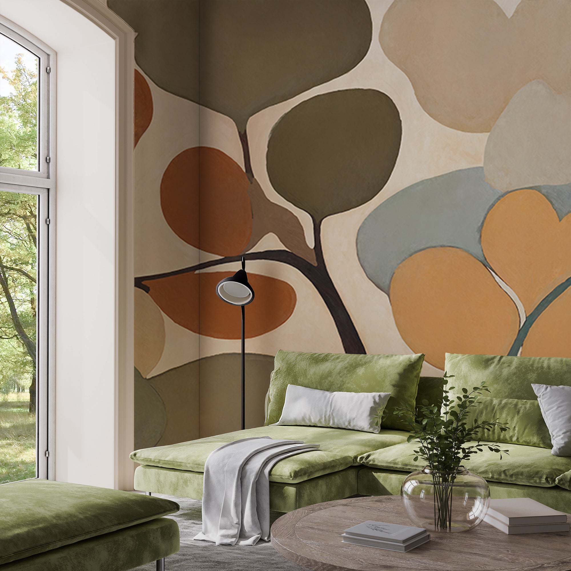 Wall Mural - Mid-Century Muted Floral - Removable Wallpaper (Peel & Stick) - Made to Measure