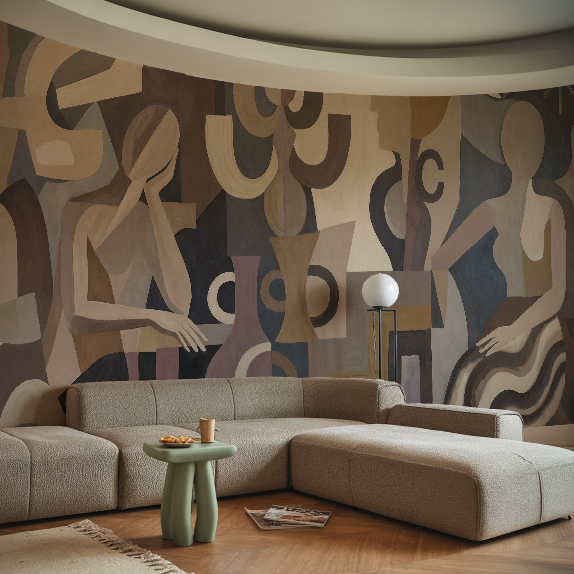 Wall Mural - Mid-Century Geometric Scene - Removable Wallpaper (Peel & Stick) - Made to Measure