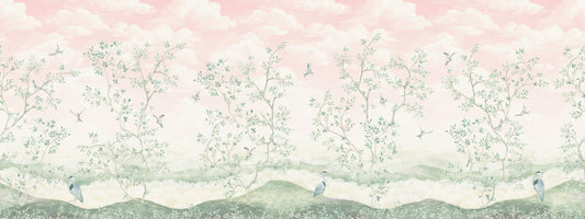 Maeve - Pink Chinoiserie Trees Wallpaper Mural