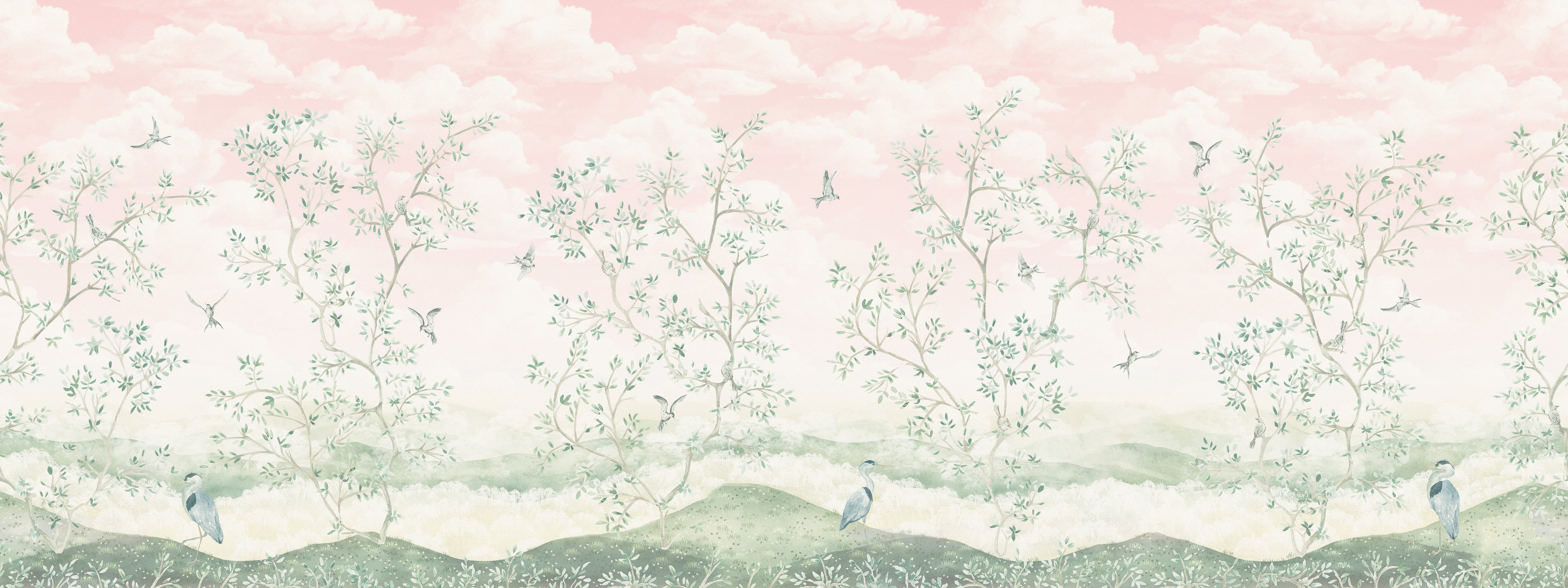 Maeve - Pink Chinoiserie Trees Wallpaper Mural