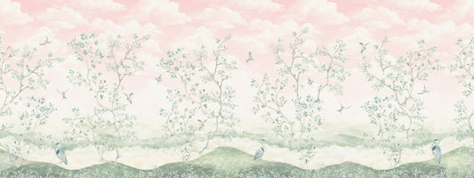 Maeve - Pink Chinoiserie Trees Wallpaper Mural