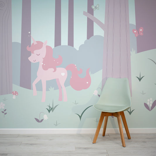 Magic Woodland Wallpaper In Room With Green Chair