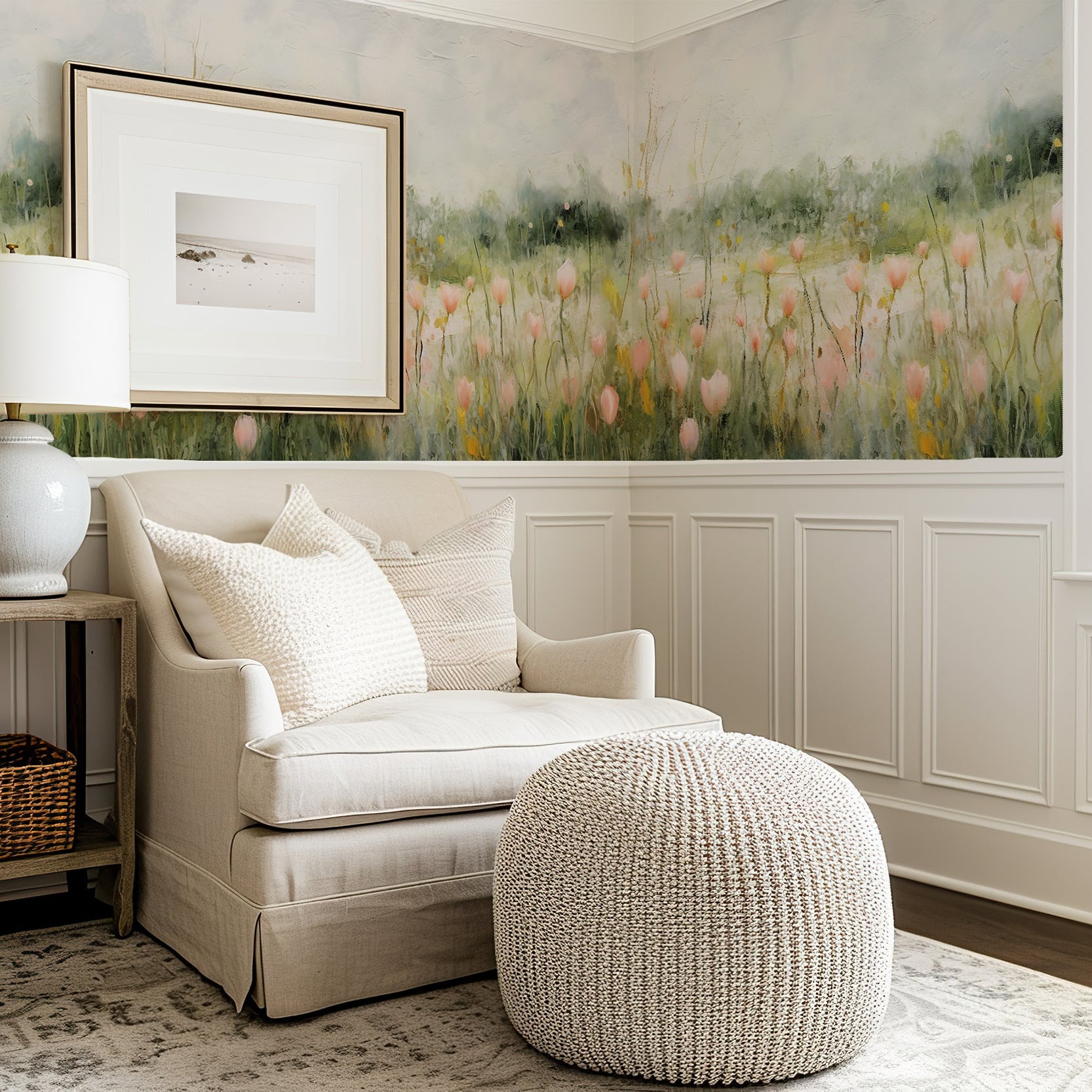 Wall Mural - Hazy Meadow Oil Painting - Removable Vinyl (Peel & Stick) - Made to Measure