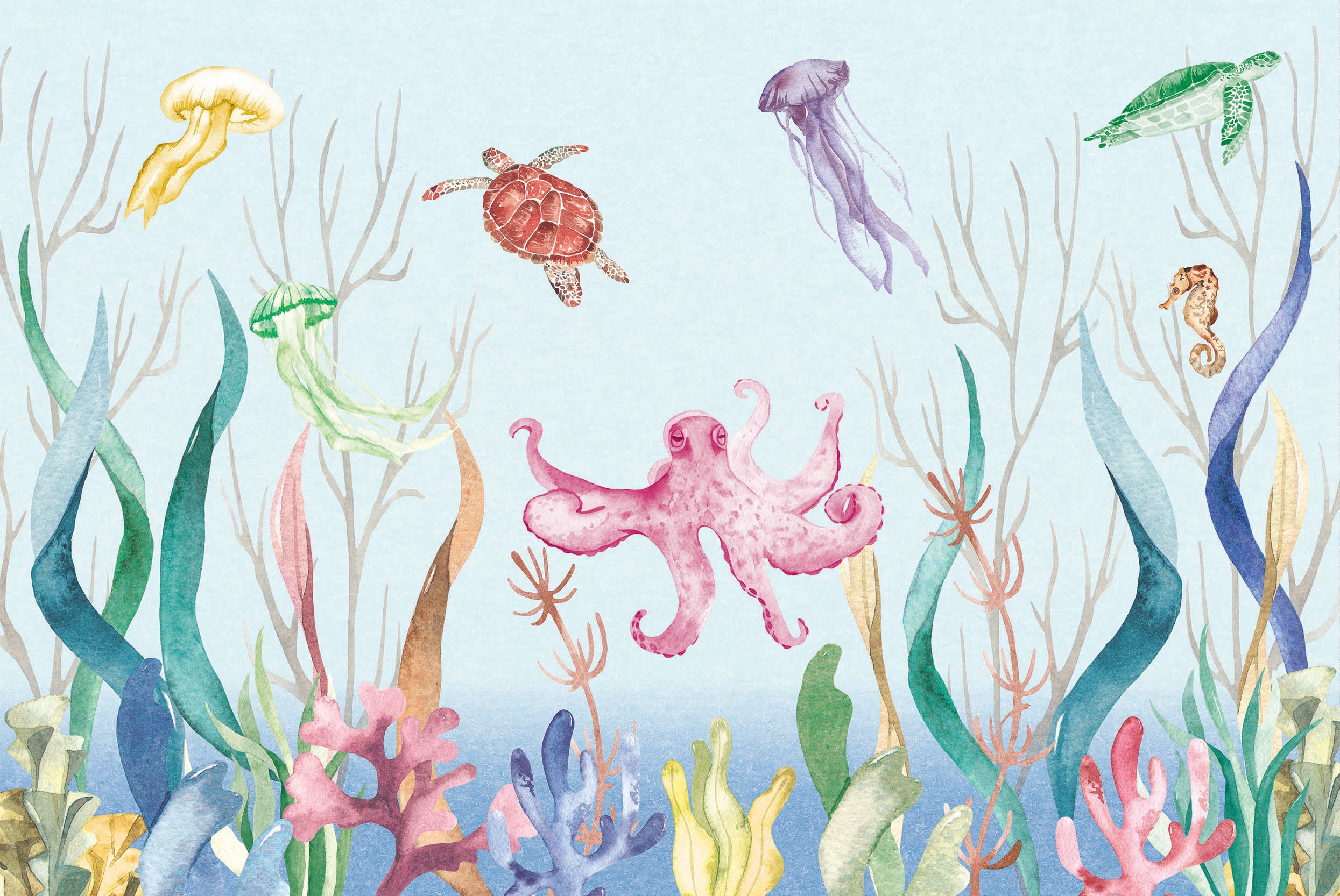 Marine Marvels Colourful Sea Creature Underwater Scene Wallpaper Full Artwork