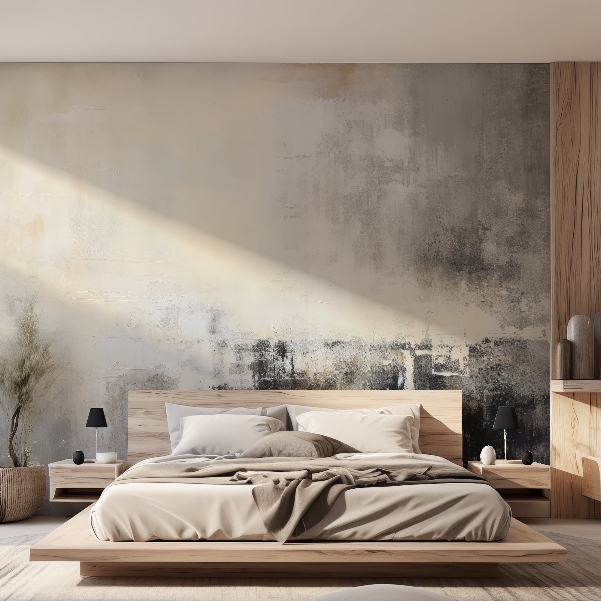 Wall Mural - Black and White Grungy Paint Texture - Traditional Wallpaper (Paste-the-Wall) - Made to Measure