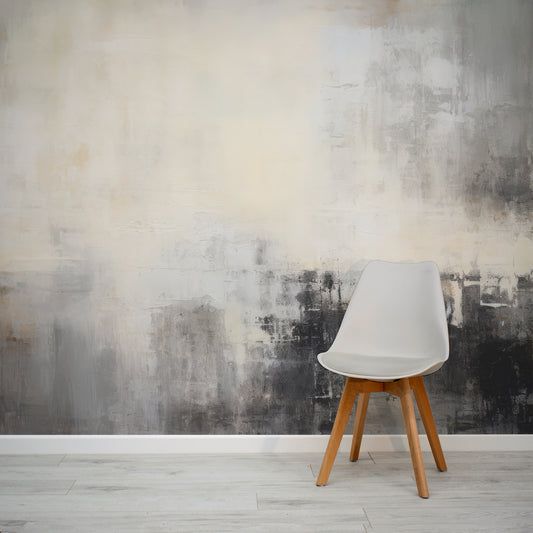 Monochrome Melody Wallpaper Mural In Room With Grey Chair