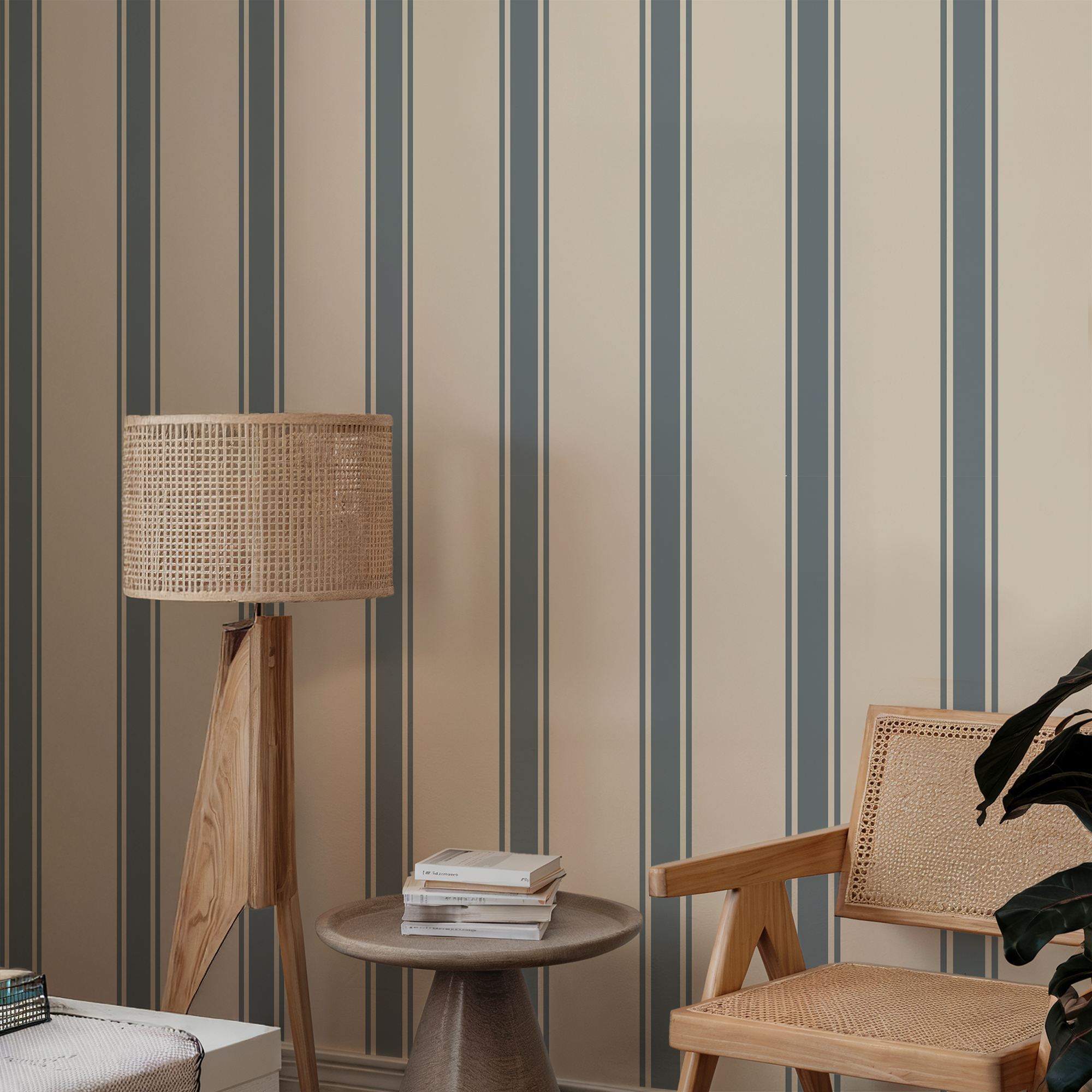 Wall Mural - Coastal Inspired Traditional Pinstripe Pattern - Traditional Wallpaper (Paste-the-wall) - Made to Measure