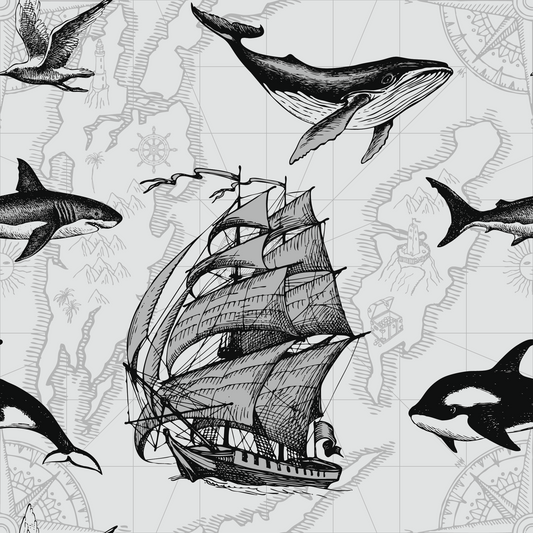 Nautical_Odyssey_Monochrome_Map_Wallpaper_Mural_Artwork