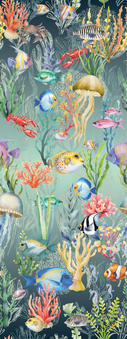 Nautilus Blue Turquoise Underwater Fish Wallpaper Mural Full Pattern