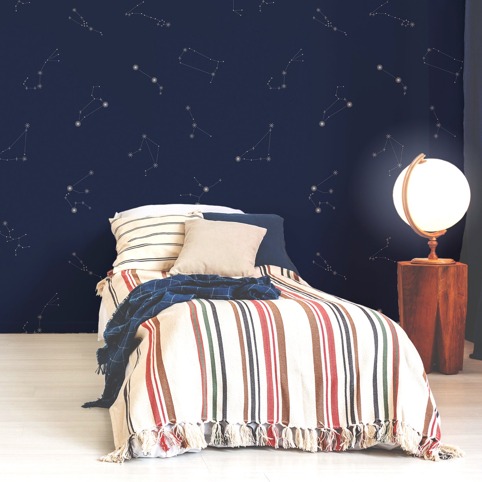 Wall Mural - Navy Blue Star Constellation Wallpaper - Removable Wallpaper (Peel & Stick) - Made to Measure