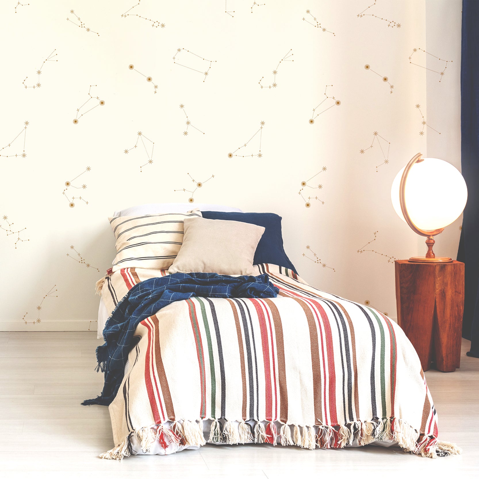 Wall Mural - Cream and Gold Star Constellation Wallpaper - Removable Wallpaper (Peel & Stick) - Made to Measure