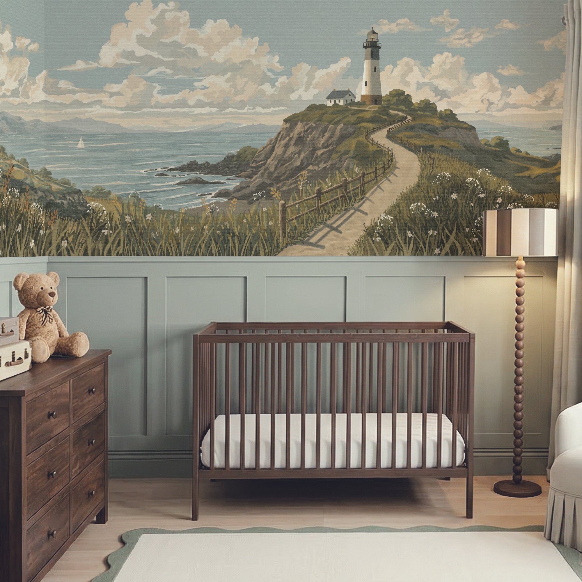Wall Mural - Coastal Lighthouse Landscape - Traditional Wallpaper (Paste-the-wall) - Made to Measure