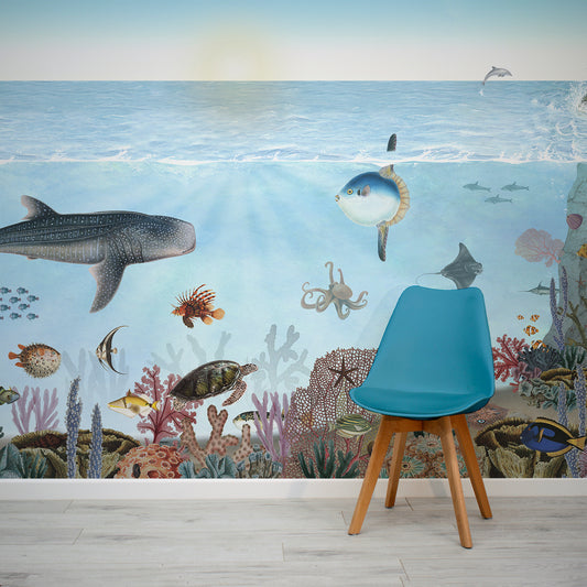 Ocean Lookbook Wallpaper In Room With Blue Chair