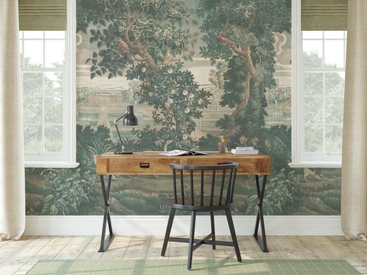 Katharine - Green Vintage Jungle Tapestry Mural Wallpaper Mural
