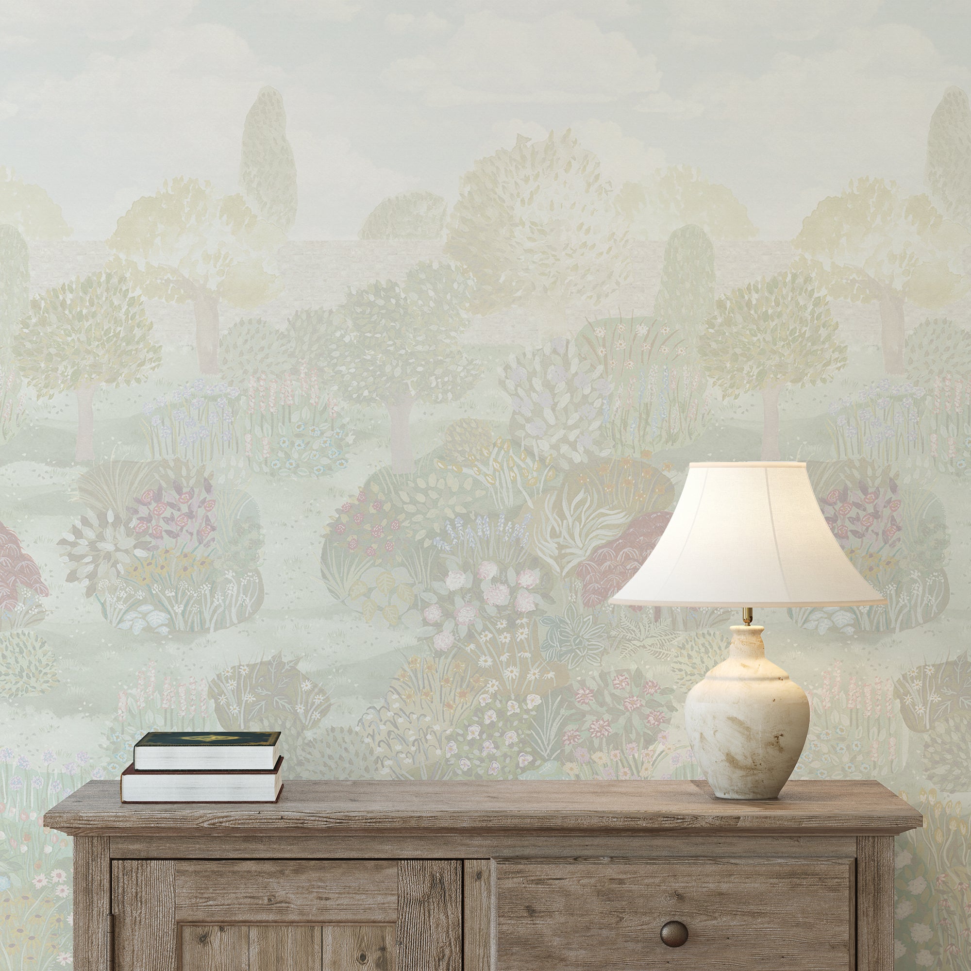 Wall Mural - Floral Garden - Traditional Wallpaper (Paste-the-wall) - Made to Measure