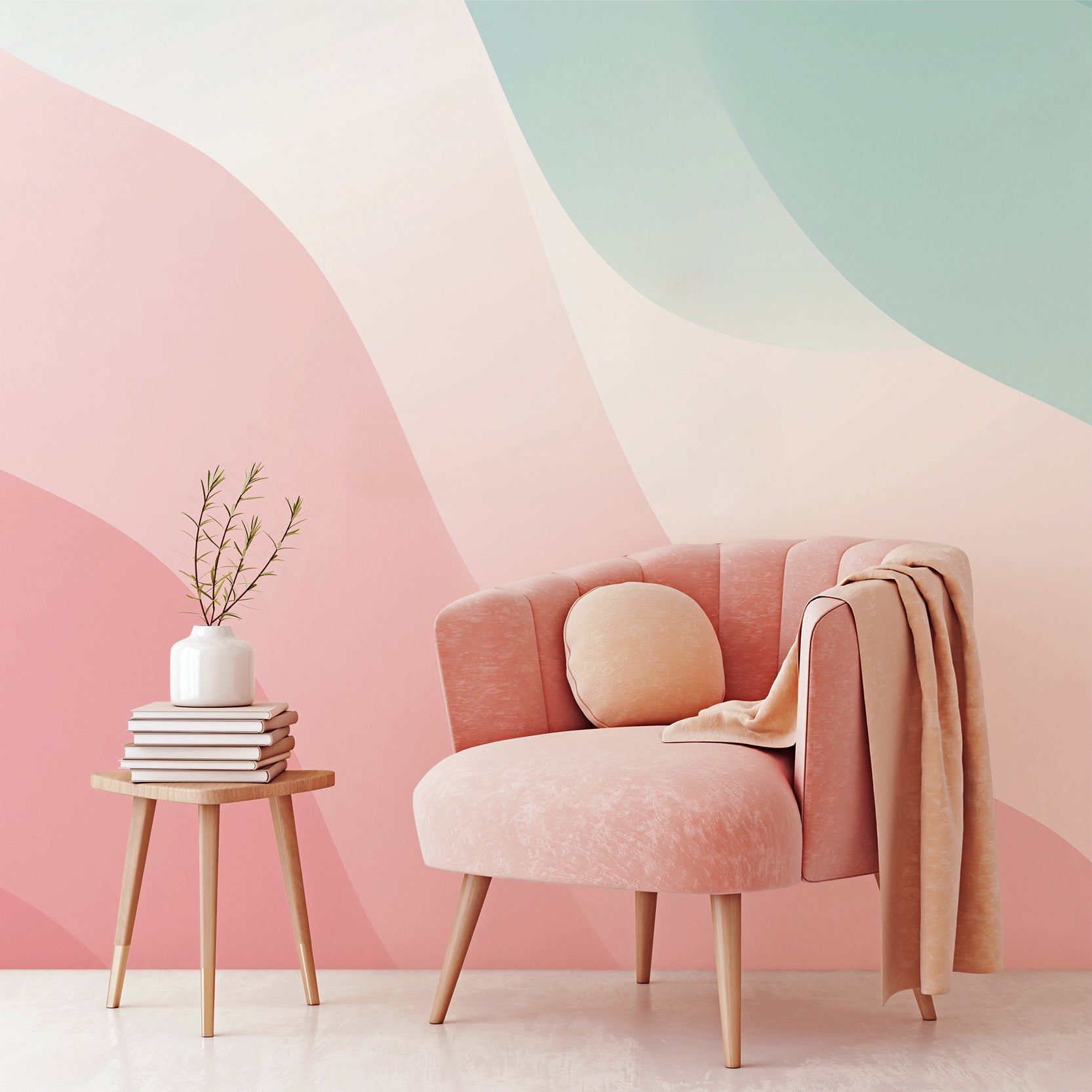 Wall Mural - Pink and Blue Pastel 3D - Traditional Wallpaper (Paste-the-wall) - Made to Measure