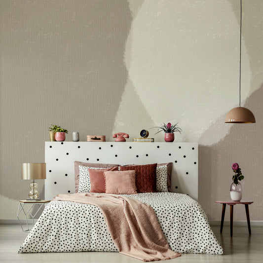 Paint Splash Symphony Wallpaper In Ladies Bedroom With Polka Dot Bed And Plants Above Bed