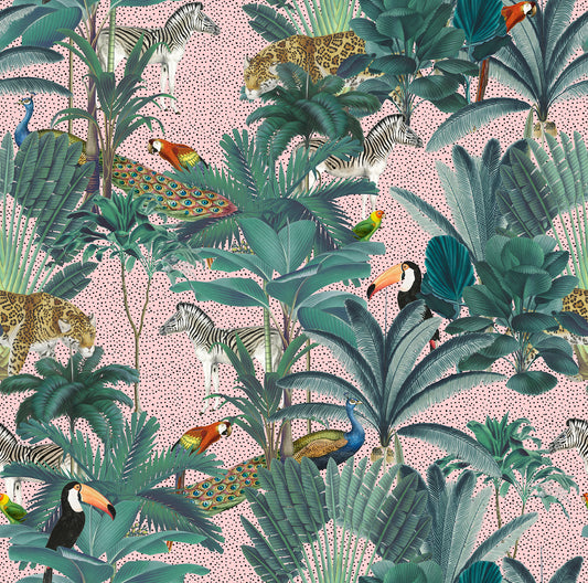 Paradise Garden Pink and Speckled-Mural_Artwork