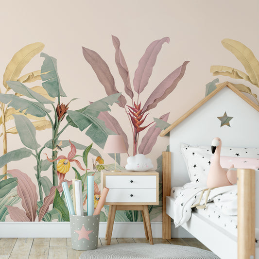 Pastel Paradise in Girl's Bedroom With Pink Flamingo