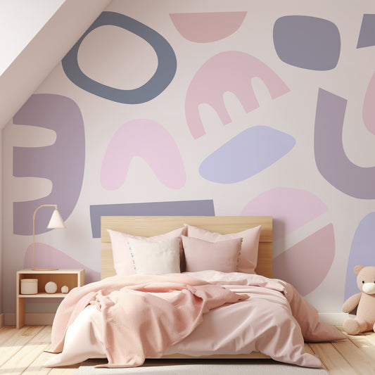 Pastel Puzzles Mauve In Girl's Bedroom With Small Teddy