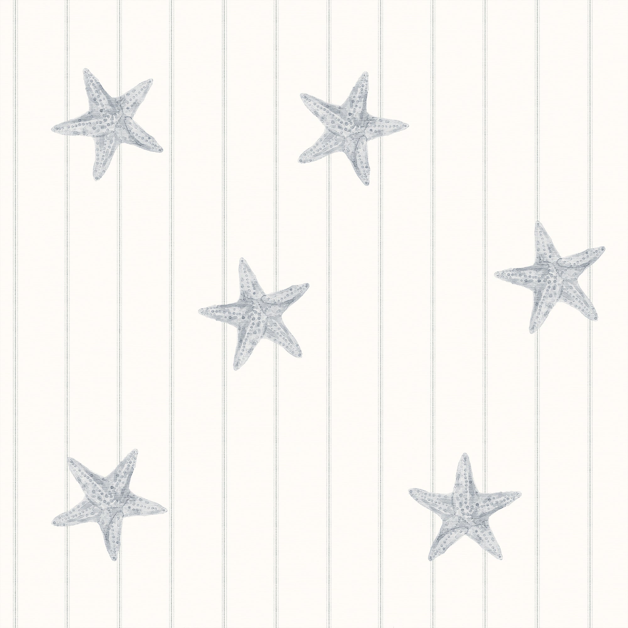 Piper - Coastal Pinstripe Starfish Wallpaper Mural