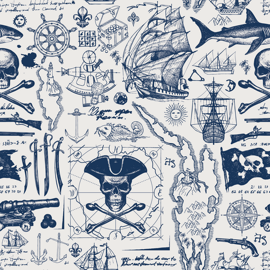 Pirate's_Blueprint_Navy_Blue_Wallpaper_Mural_Artwork