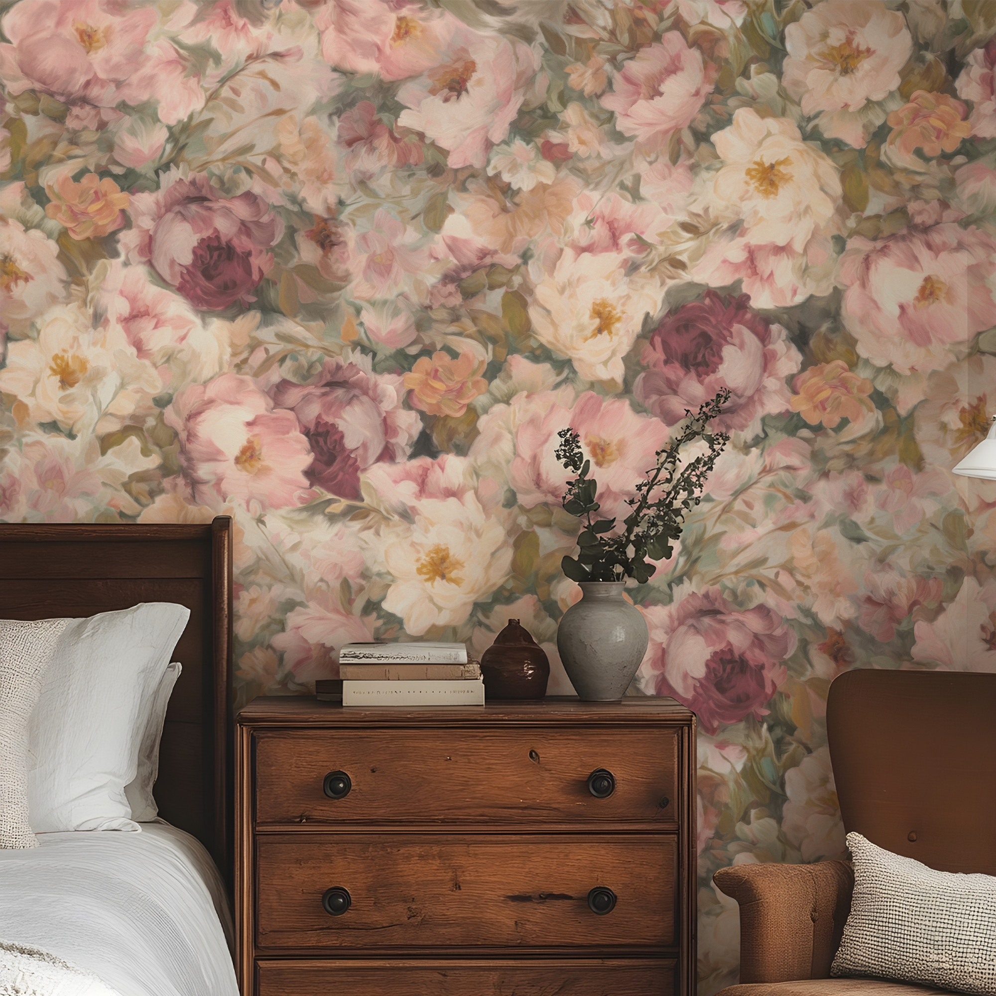Wall Mural - Pink Rose - Traditional Wallpaper (Paste-the-wall) - Made to Measure