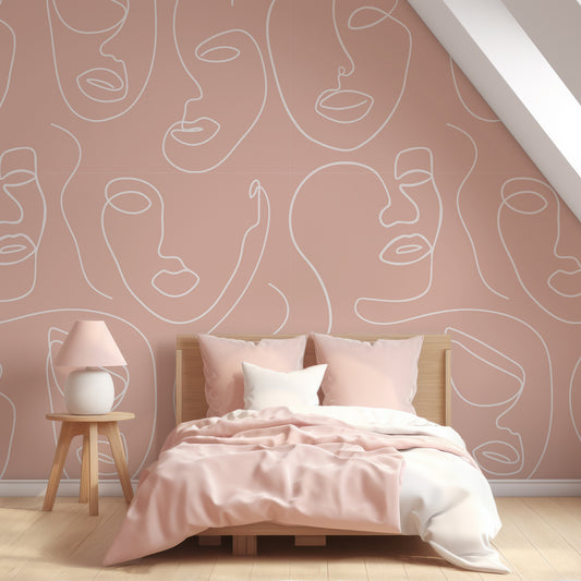 Robyn Bytte Wallpaper In Girl's Bedroom With Peach Pink Bed