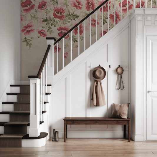 Poppy - Painted Trailing Poppy Wallpaper Mural